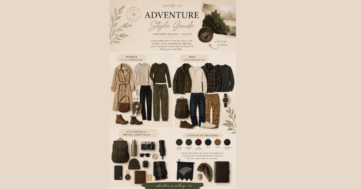 Northern Ireland travel outfit inspiration with a Game of Thrones-inspired aesthetic