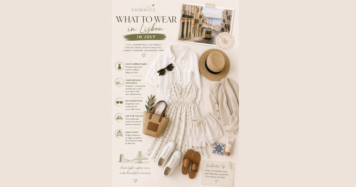 Lisbon summer fashion inspiration featuring chic European vacation outfits and travel essentials